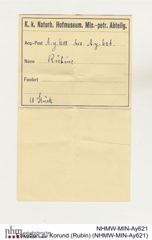 Etiketten zu Korund (Rubin) (NHMW-MIN-Ay621)